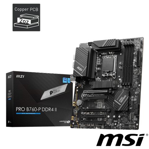 MSI 微星 PRO B760-P DDR4 II 主機板+Intel Core i5-14400F 十核心 中央處理器 盒裝