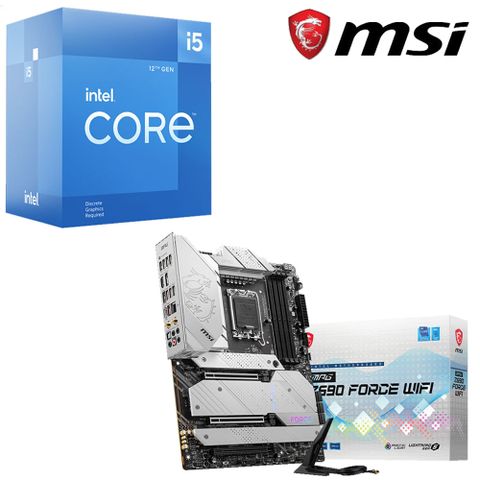 Intel® Core™ 12代 i5-12400F 六核心 CPU+微星 MPG Z690 FORCE WIFI 主機板 組合包