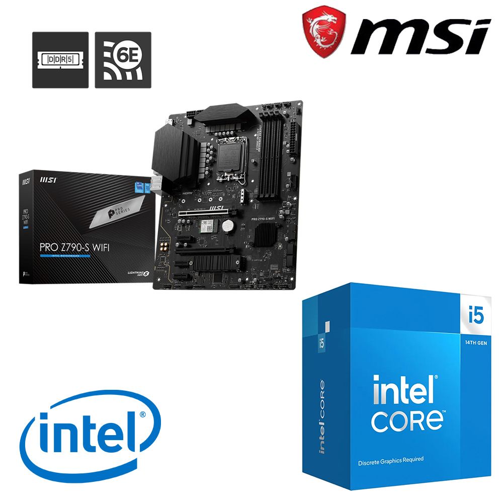 Intel 英特爾  Core 14代  I5-14400F 十核心+微星PRO Z790-S WIFI 組合包