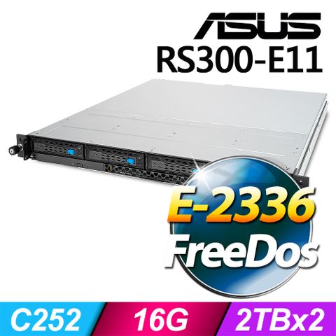 ASUS 華碩 (商用) RS300-E11 系列 -E-2336處理器/ 16G記憶體 / 4TB / FD伺服器