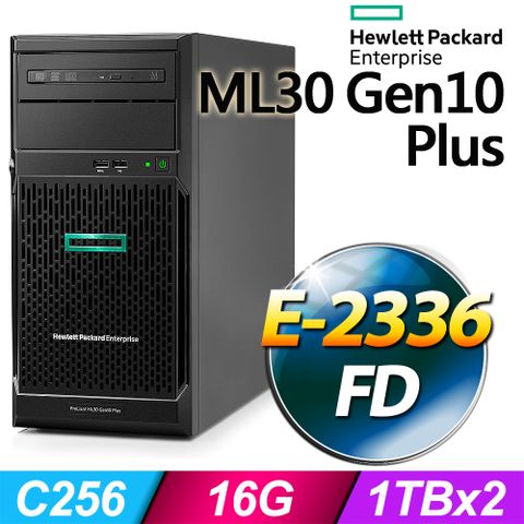 HP 惠普 (商用) ML30 Gen10 Plus 系列 -E-2336處理器/ 16G記憶體 / 2TB / FD伺服器