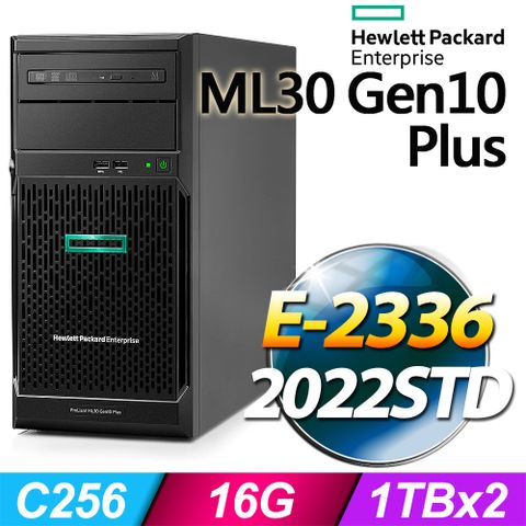 HP 惠普 (商用) ML30 Gen10 Plus 系列 -E-2336處理器/ 16G記憶體 / 2TB / 2022STD伺服器