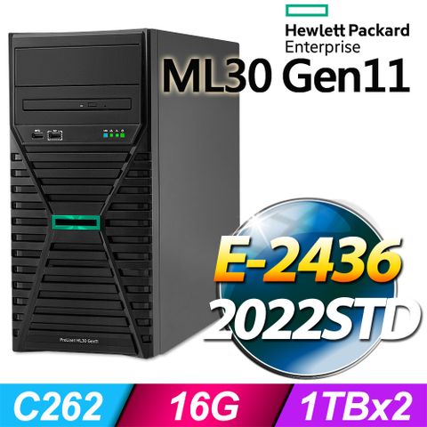 (商用)HPE ML30 Gen11 伺服器(E-2436/16G/2T/2022STD)