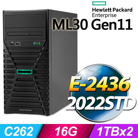(商用)HPE ML30 Gen11 伺服器(E-2436/16G/2T/2022STD)