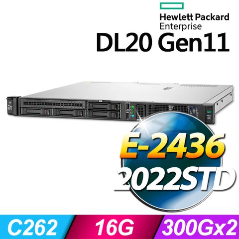 HP 惠普 (商用) DL20 Gen11 系列 -E-2436處理器/ 16G記憶體 / 600G / STD伺服器