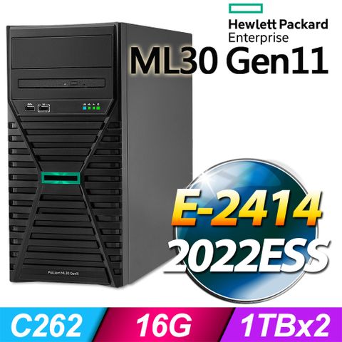 (商用)HPE ML30 Gen11 伺服器(E-2414/16G/2T/2022ESS)
