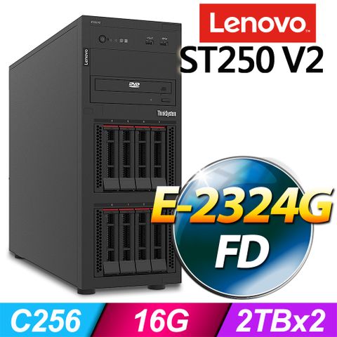 LENOVO 聯想 (商用) ST250 V2 系列 -E-2324G處理器/ 16G記憶體 / 4TB / FD伺服器