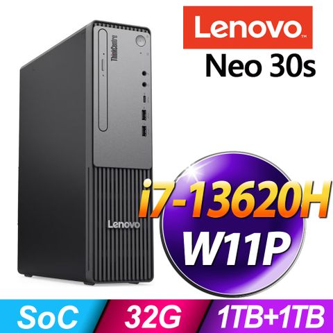 (商用)Lenovo ThinkCentre Neo 30s (i7-13620H/32G/ 1TB SSD+1TB SSD /W11P)