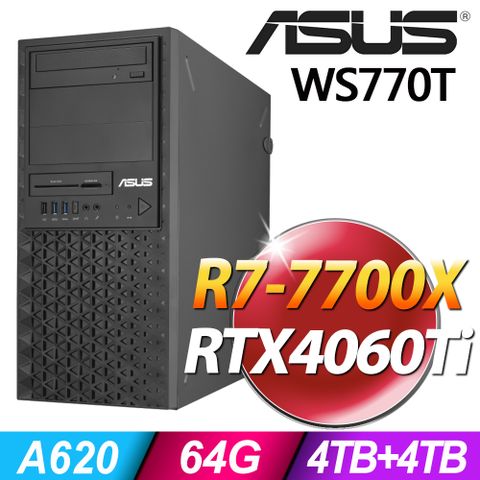 (商用)ASUS WS770T (R7-7700X/64G/4TB+4TB SSD/RTX4060Ti-8G/W11P)