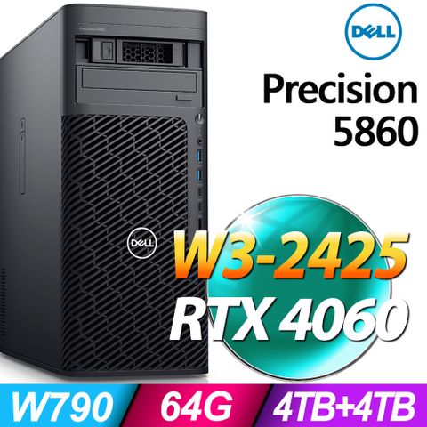 DELL 戴爾 Precision 系列 - Xeon W3處理器 - 128G記憶體 / 2TB + 2TB SSD / RTX4060電競顯卡 / W11P專業版電腦