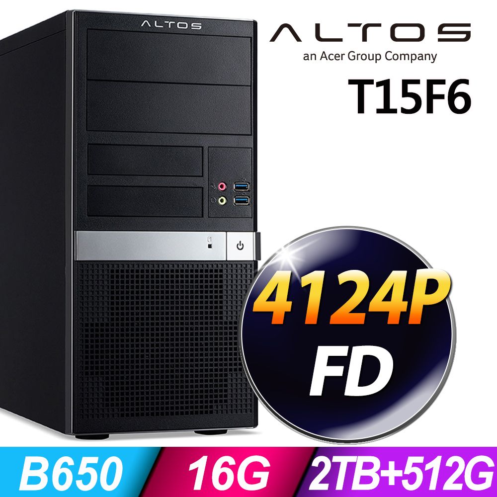 ACER 宏碁 Altos T15F6系列-AMD 4124P處理器-16G記憶體/512G SSD+2TB HDD/FD伺服器