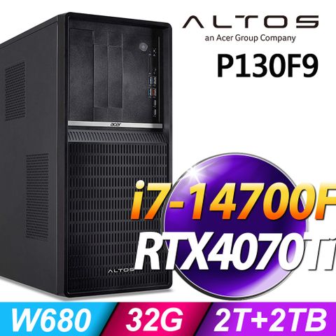 (商用)Acer Altos P130F9 (i7-14700F/32G/2TB+2TB SSD/RTX4070Ti-12G/W11P)
