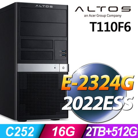 ACER 宏碁 Altos T110F6系列-Xeon E-2324G處理器-16G記憶體/1TBX2 HDD+512G SSD/2022 Essentials電腦