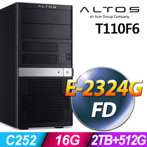 ACER 宏碁 Altos T110F6系列-Xeon E-2324G處理器-16G記憶體/1TBX2 HDD+512G SSD/無系統電腦