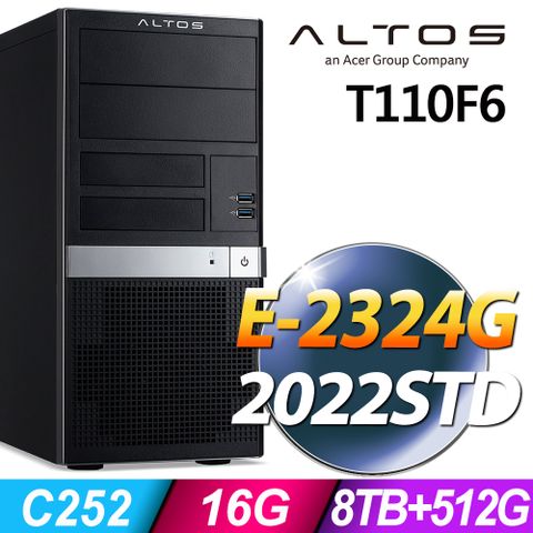 ACER 宏碁 Altos T110F6系列-Xeon E-2324G處理器-16G記憶體/2TBX4 HDD+512G SSD/2022 Standard電腦