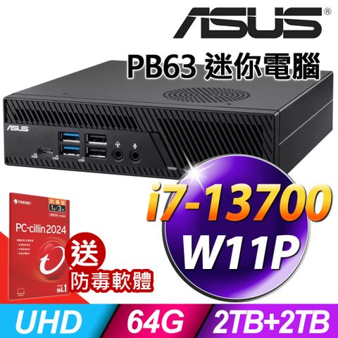 ASUS 華碩 MiniPC PB63 (i7-13700/64G/2TB+2TB SSD/W11P)