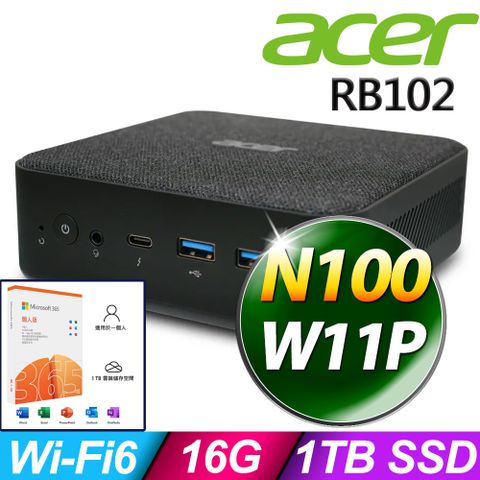 ACER 宏碁 Revo Box RB102系列- N100處理器 - 16G記憶體 / 1TB SSD / Win11 專業版電腦