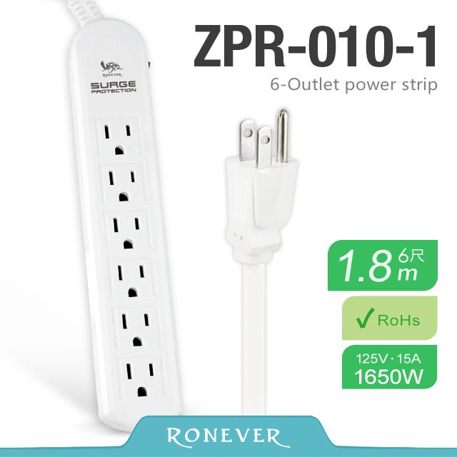RONEVER  6孔1切6尺延長線(ZPR-010-1)
