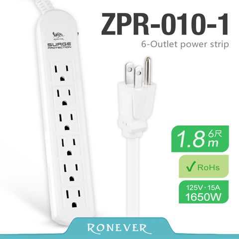 RONEVER 6孔1切6尺延長線(ZPR-010-1)