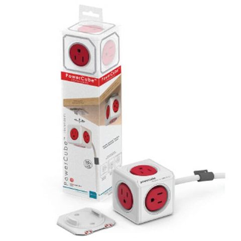 ◤最新安規好安心◢【PowerCube】延長線(紅色)紅→5面插座、3孔、3米