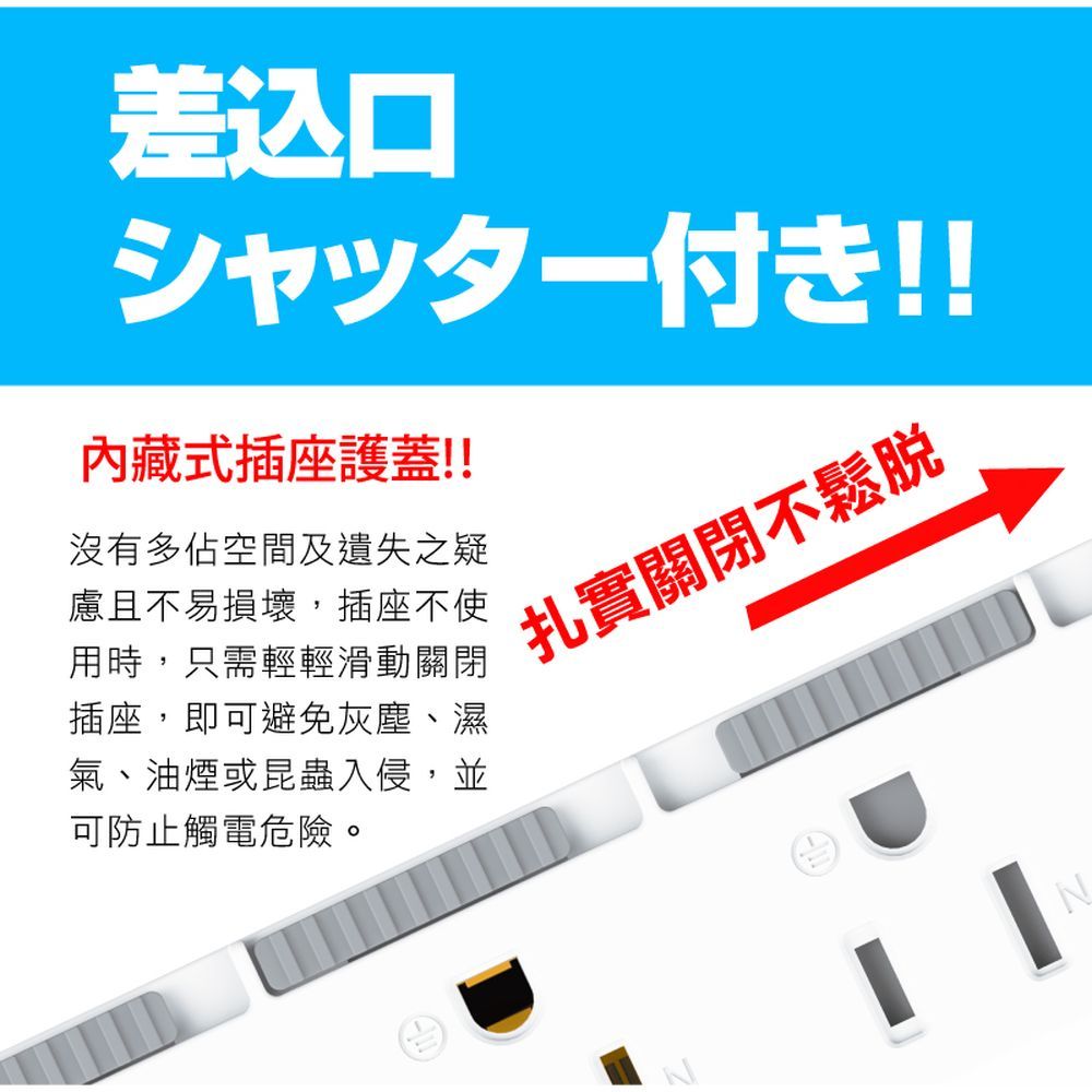 acme 艾克姆  7切6座3P防塵蓋電源延長線4.5M/15尺