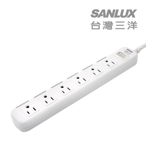 SANLUX 台灣三洋 防塵蓋轉接延長電源線 3孔6座1切1.8M(SYPW-W361DA)