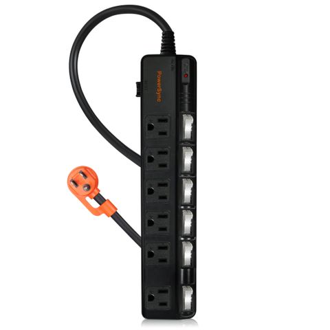 群加 PowerSync 六開六插防雷擊抗搖擺延長線/1.8m(TPS366BN0018)