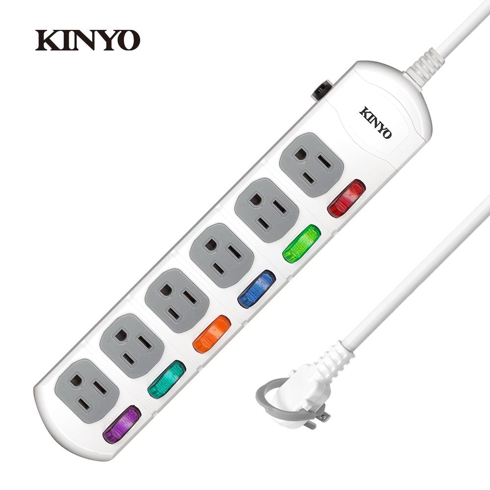 KINYO 6開6插延長線_3PIN_1.8M CG166-6