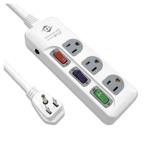 CK3331 3開3插座 3孔 延長線 電源插頭 最新安規 電源線 轉接器(平貼插頭 過載斷電 電源線組) 1.8米/6尺