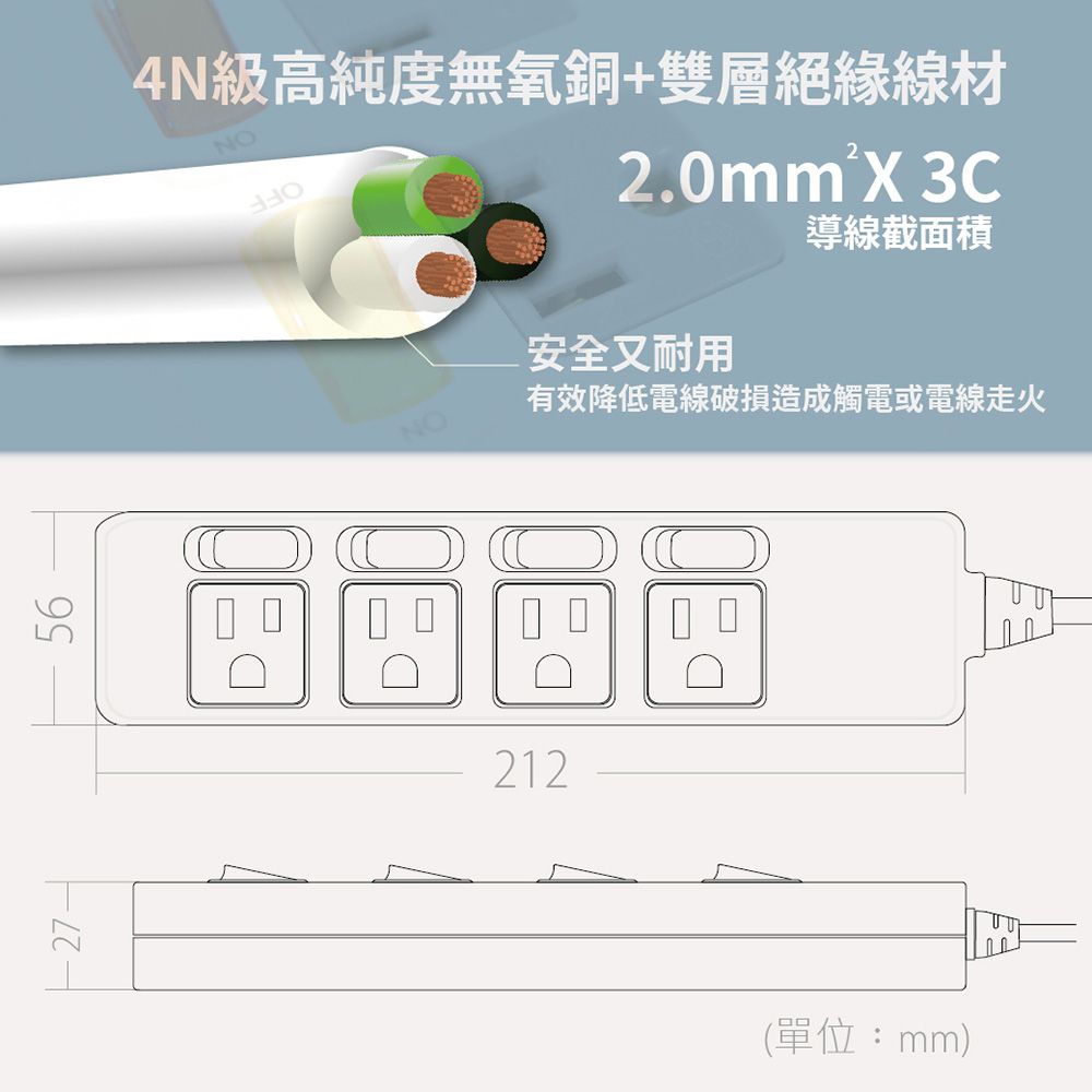 spirit 電精靈 台灣製 PKK-344A 6尺 1.8米 4開4插3P 獨立開關 插座 電腦延長線