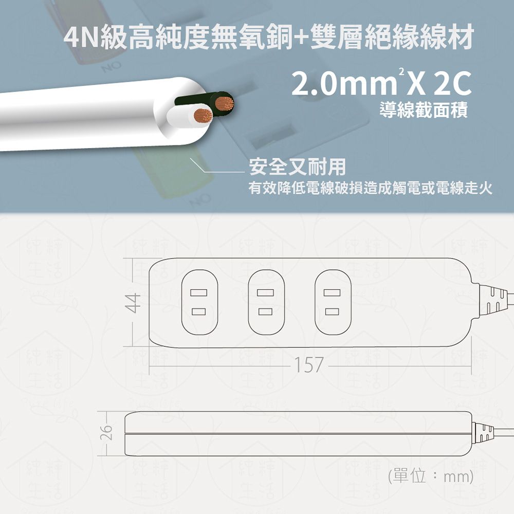 spirit 電精靈 【2入組】台灣製 PKG-214E 21尺 6.3米 側邊插座 4插過載 電腦延長線
