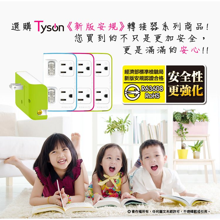 Tyson 太順電業  TS-122A 2切2座 3P變2P轉換型 節能小壁插