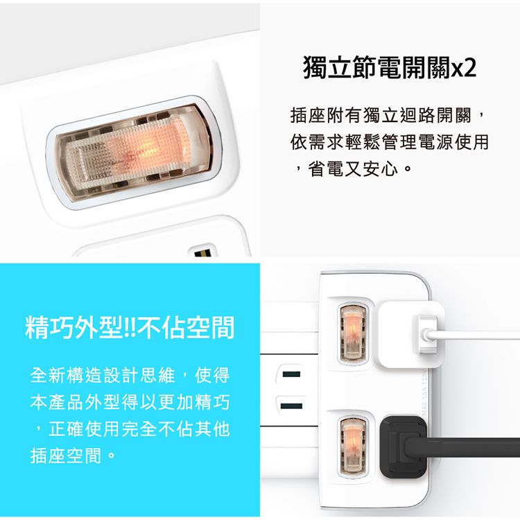 Tyson 太順電業  TS-022A 2切2座 2P便利型 節能小壁插