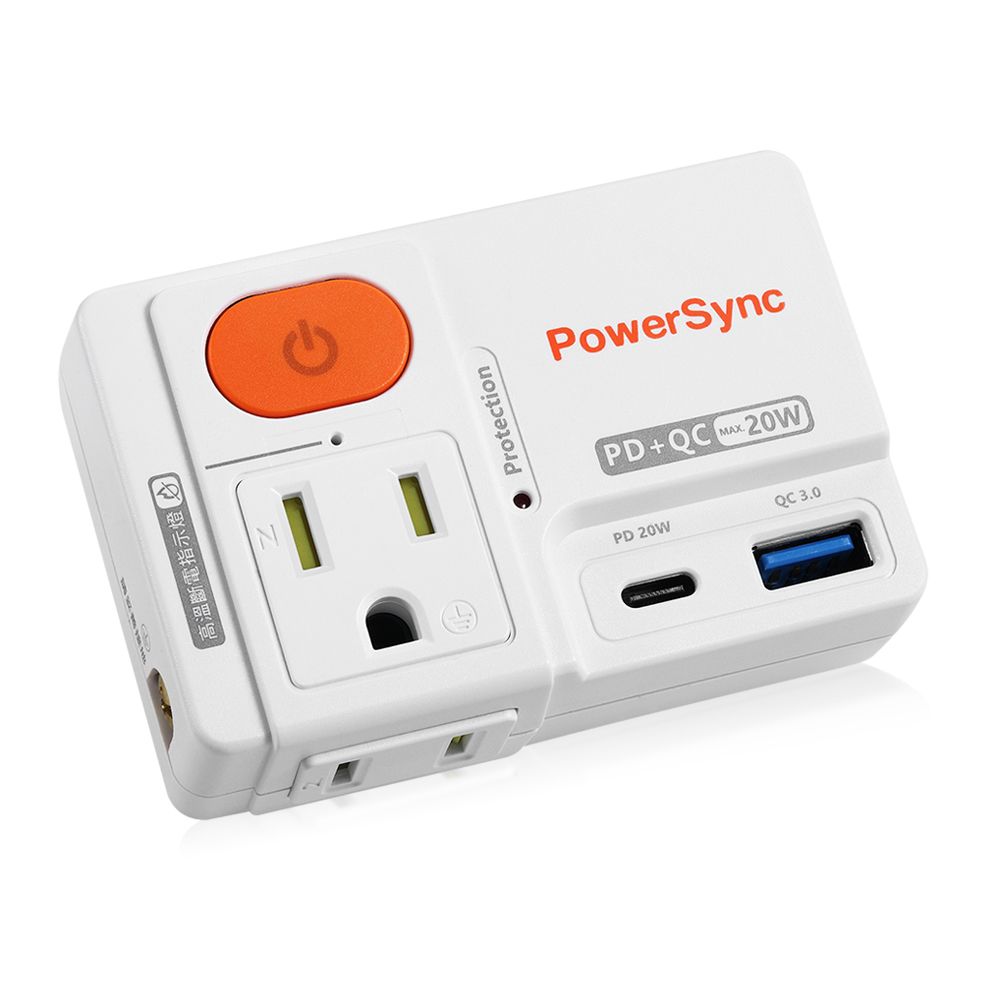 PowerSync 群加 2P+3P 高溫斷電PD+QC快充壁插(TCM12Q9)