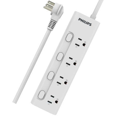 PHILIPS 飛利浦4開4插電源延長線 1.8M - CHP3445WA/96