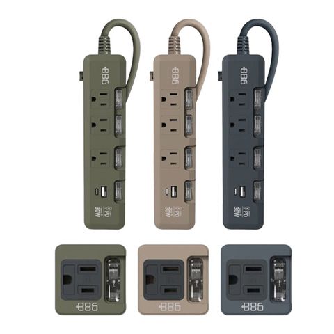 +886極野家 +886 [極野家] 4開3插USB+Type C PD 30W 快充延長線 2.7米 HPS1433 (3色任選)