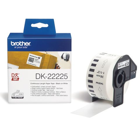 BROTHER 兄弟牌 38mm DK-22225 連續標籤帶 白底黑字 耐久型紙質(公司貨)