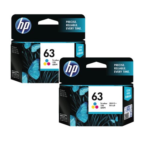 【2入】HP NO.63 原廠彩色3色墨水匣(F6U61AA)適用 HP 2134/3630/3632/3637