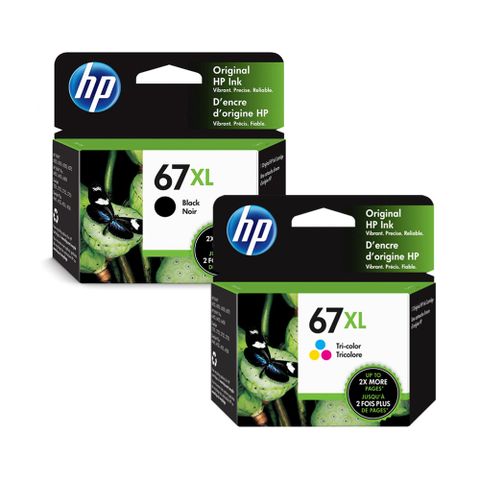 【1黑1彩組】 HP 67XL (3YM57AA) 原廠黑色高容量墨水匣+HP 67XL (3YM58AA) 原廠彩色高容量墨水匣
