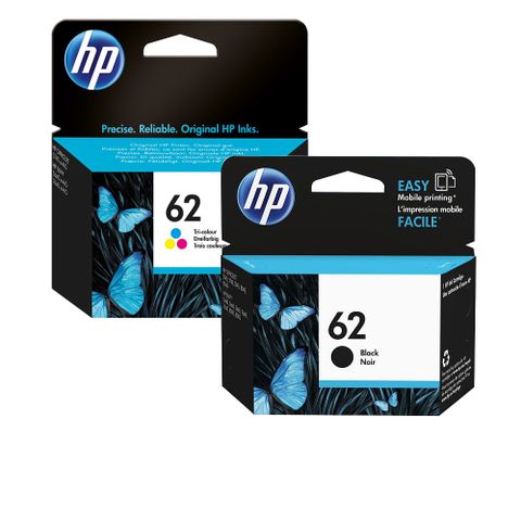 【1黑1彩組】HP NO.62(C2P04AA) 原廠黑色墨水匣+HP NO.62(C2P06AA) 原廠彩色墨水匣