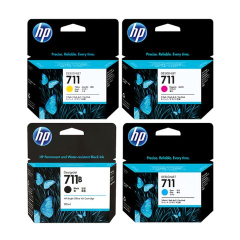 【四色組合】HP 3WX01A (需更新韌體)+CZ134A+CZ135A+CZ136A 原廠墨水匣(NO.711) 適用 HP T520/T120/T530/T130