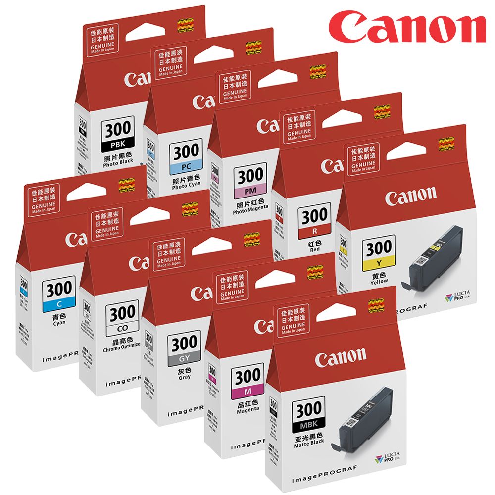 Canon 佳能  PFI-300 系列 10色 墨水組(適用:PRO-300)