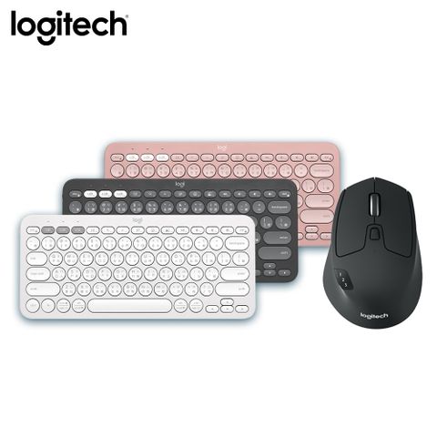 Logitech 羅技 無線鍵鼠組- Pebble Keys 2 K380s 跨平台藍牙鍵盤+M720 多工無線滑鼠