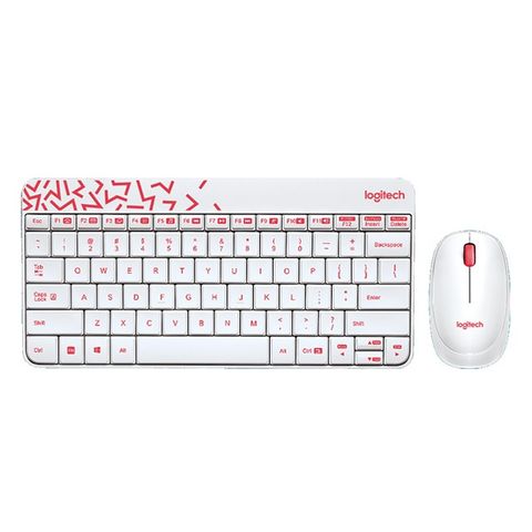 羅技 MK240 Nano 無線鍵鼠組 - 白色/紅邊