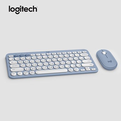 Logitech 羅技 Pebble 2 Combo 無線藍牙鍵盤滑鼠組-天空藍