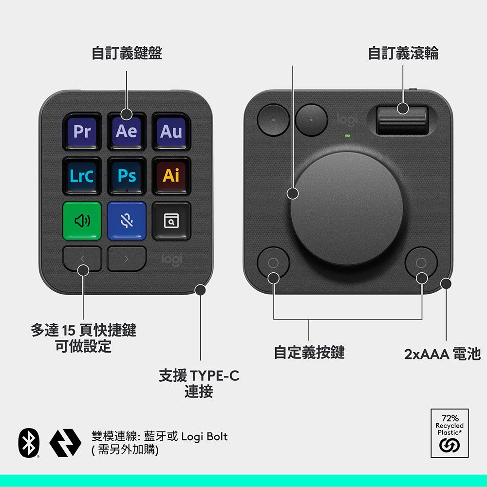Logitech 羅技 MX Creative Console 創作者主控台 - 石墨黑