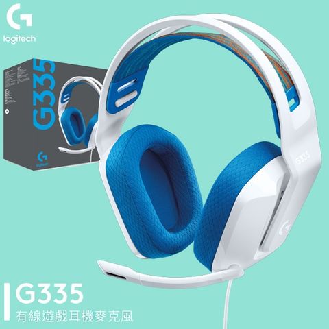 Logitech 羅技 G335輕盈電競耳機麥克風-白