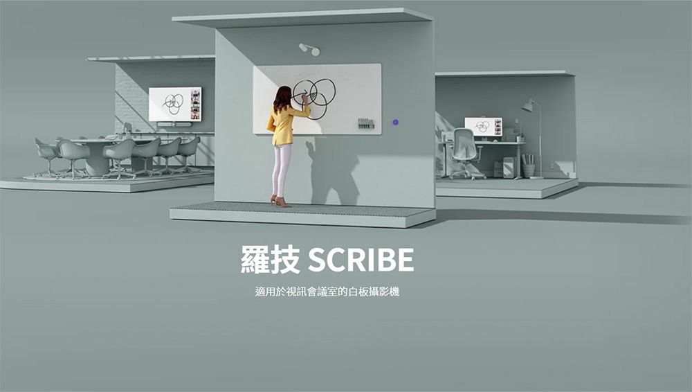 羅技 SCRIBE適用於視訊會議室的白板攝影機