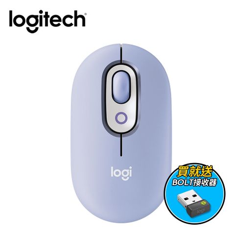 Logitech 羅技 【Logitech 羅技】POP MOUSE 無線藍牙滑鼠+接收器｜薰衣紫