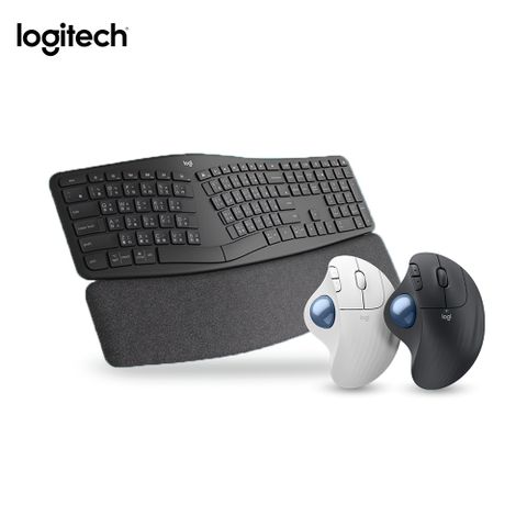 Logitech 羅技 ERGO K860 人體工學鍵盤 + 羅技 ERGO M575S 無線軌跡球滑鼠